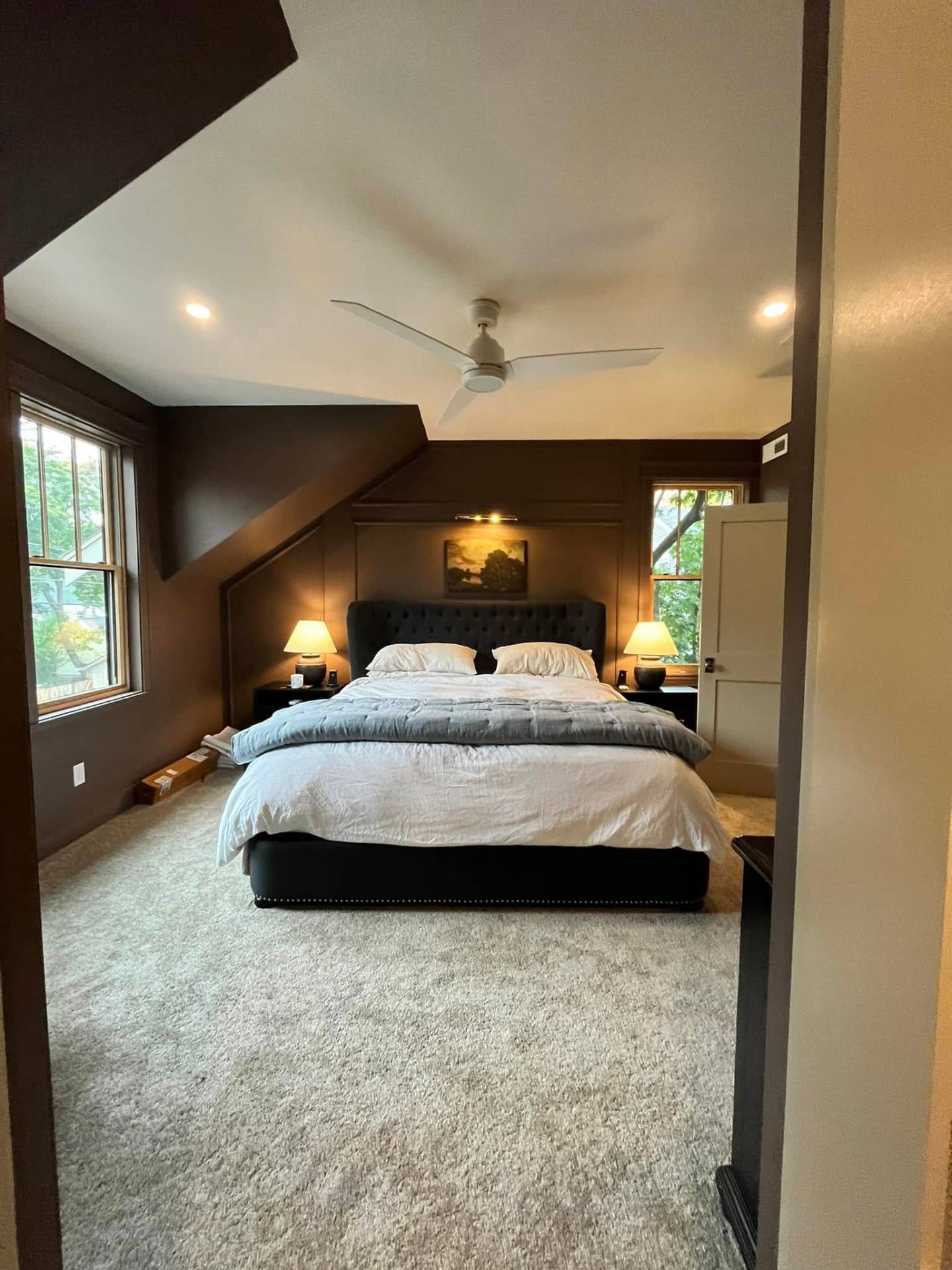 Warm brown interior bedroom paint by Treeline Painting Missoula MT